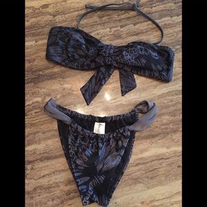 RASINS TWO PIECE  BLACK AND GREY SEXY BIKINI Med